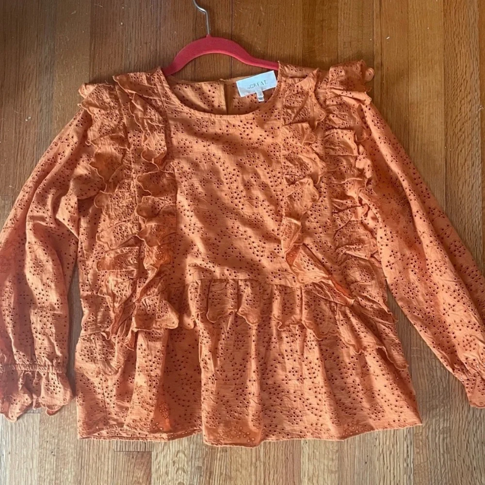 THE GREAT. Orange Ruffle Blouse - Picture 2 of 4